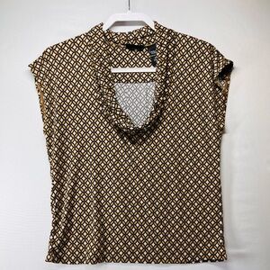 New York & Company Black and Tan Patterned‎ Blouse